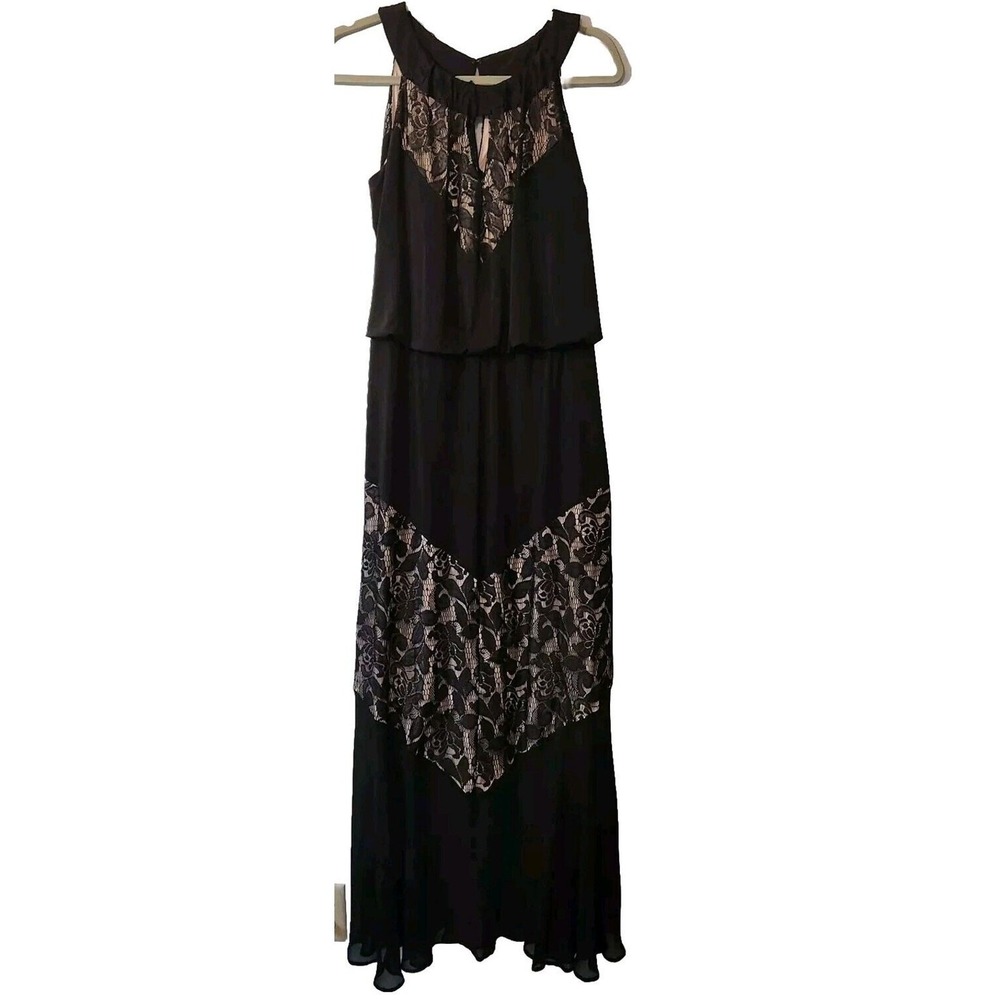Dressbarn Collection Women's Black Gold Floral Sleeveless Sheath Dress Size 10